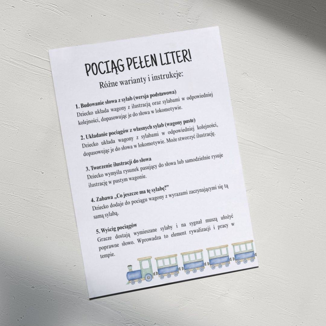 Pociąg pełen liter! - Gra z sylabami (PDF)