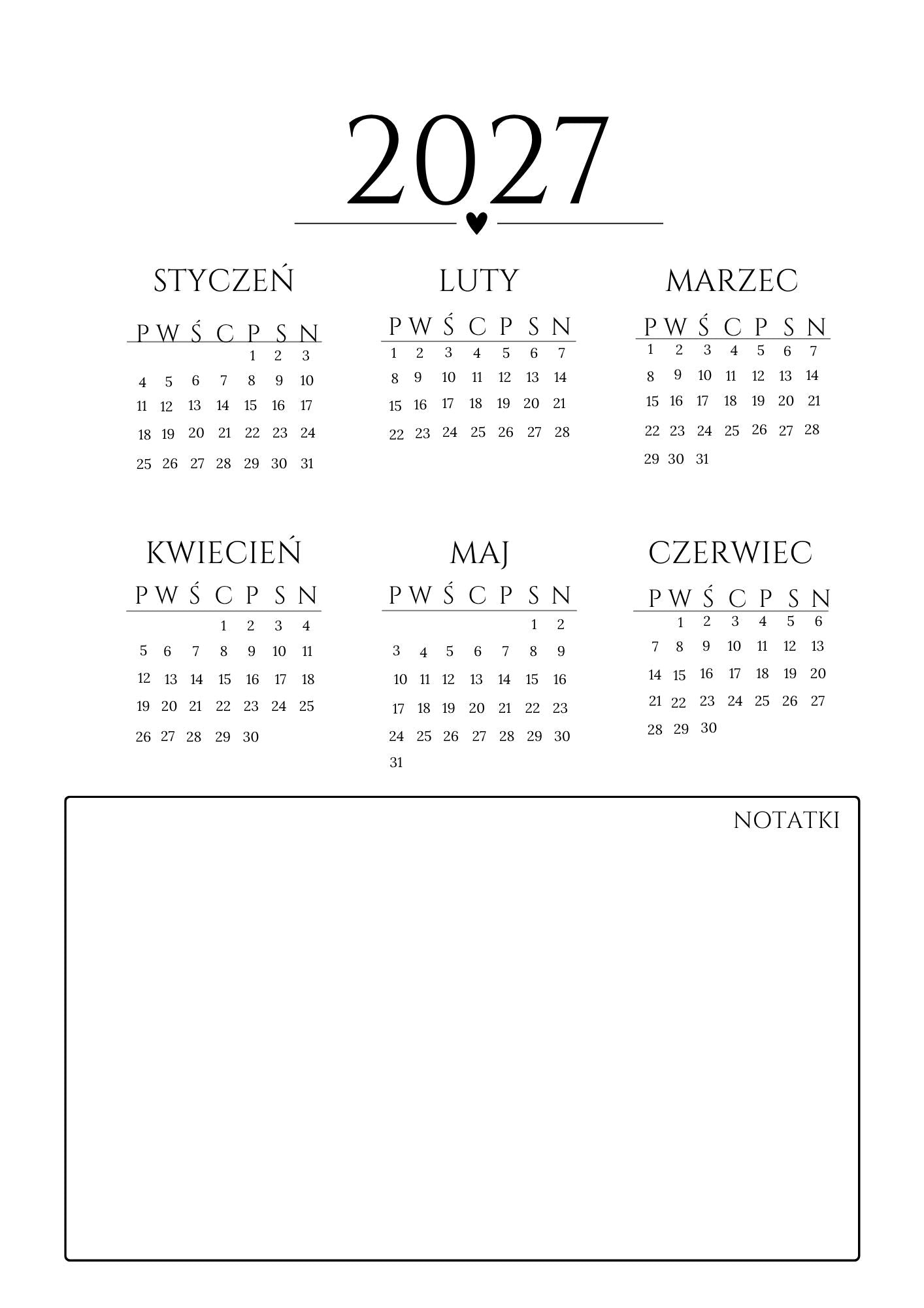Minimalistyczny kalendarz - Darmowy mini planner do druku
