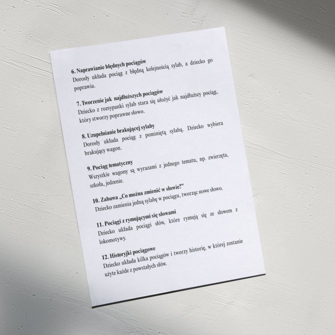 Pociąg pełen liter! - Gra z sylabami (PDF)